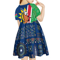 Namibia Flag Kid Short Sleeve Dress Detailed Design with Traditional Patterns
