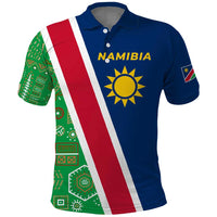 Namibia Flag Polo Shirt Detailed Design with Traditional Patterns