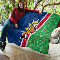 Namibia Flag Quilt Detailed Design with Traditional Patterns