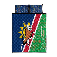 Namibia Flag Quilt Bed Set Detailed Design with Traditional Patterns