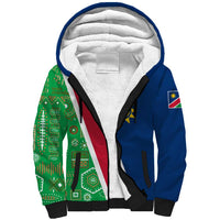 Namibia Flag Sherpa Hoodie Detailed Design with Traditional Patterns