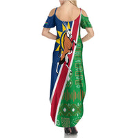 Namibia Flag Summer Maxi Dress Detailed Design with Traditional Patterns