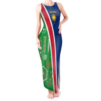 Namibia Flag Tank Maxi Dress Detailed Design with Traditional Patterns