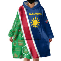 Namibia Flag Wearable Blanket Hoodie Detailed Design with Traditional Patterns