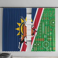 Namibia Flag Window Curtain Detailed Design with Traditional Patterns