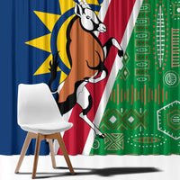 Namibia Flag Window Curtain Detailed Design with Traditional Patterns
