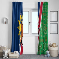 Namibia Flag Window Curtain Detailed Design with Traditional Patterns