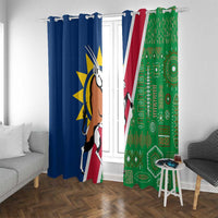 Namibia Flag Window Curtain Detailed Design with Traditional Patterns