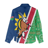 Namibia Flag Women Casual Shirt Detailed Design with Traditional Patterns
