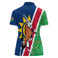 Namibia Flag Women Polo Shirt Detailed Design with Traditional Patterns