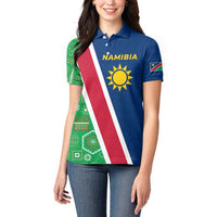 Namibia Flag Women Polo Shirt Detailed Design with Traditional Patterns