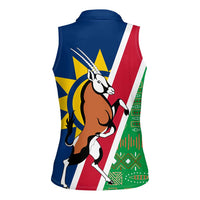 Namibia Flag Women Sleeveless Polo Shirt Detailed Design with Traditional Patterns
