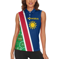 Namibia Flag Women Sleeveless Polo Shirt Detailed Design with Traditional Patterns