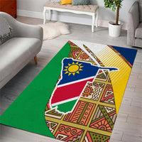 Namibia Map Area Rug National Emblem & Cultural Motif Design