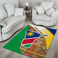 Namibia Map Area Rug National Emblem & Cultural Motif Design