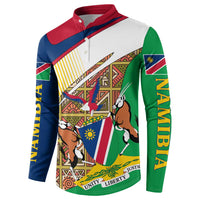 Namibia Map Button Sweatshirt National Emblem & Cultural Motif Design