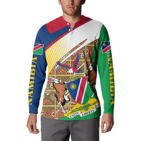 Namibia Map Button Sweatshirt National Emblem & Cultural Motif Design