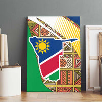 Namibia Map Canvas Wall Art National Emblem & Cultural Motif Design
