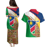 Namibia Map Couples Matching Puletasi and Hawaiian Shirt National Emblem & Cultural Motif Design