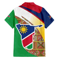 Namibia Map Family Matching Off The Shoulder Long Sleeve Dress and Hawaiian Shirt National Emblem & Cultural Motif Design