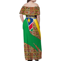 Namibia Map Family Matching Off Shoulder Maxi Dress and Hawaiian Shirt National Emblem & Cultural Motif Design
