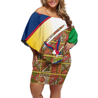 Namibia Map Family Matching Off Shoulder Short Dress and Hawaiian Shirt National Emblem & Cultural Motif Design