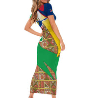 Namibia Map Family Matching Short Sleeve Bodycon Dress and Hawaiian Shirt National Emblem & Cultural Motif Design
