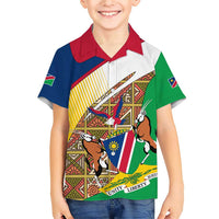 Namibia Map Family Matching Short Sleeve Bodycon Dress and Hawaiian Shirt National Emblem & Cultural Motif Design