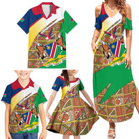 Namibia Map Family Matching Summer Maxi Dress and Hawaiian Shirt National Emblem & Cultural Motif Design