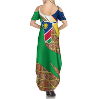 Namibia Map Family Matching Summer Maxi Dress and Hawaiian Shirt National Emblem & Cultural Motif Design