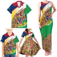 Namibia Map Family Matching Tank Maxi Dress and Hawaiian Shirt National Emblem & Cultural Motif Design