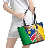 Namibia Map Leather Tote Bag National Emblem & Cultural Motif Design