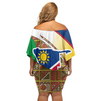 Namibia Map Off Shoulder Short Dress National Emblem & Cultural Motif Design