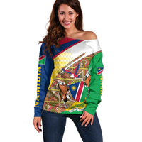 Namibia Map Off Shoulder Sweater National Emblem & Cultural Motif Design