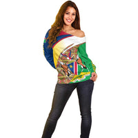 Namibia Map Off Shoulder Sweater National Emblem & Cultural Motif Design