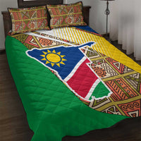 Namibia Map Quilt Bed Set National Emblem & Cultural Motif Design
