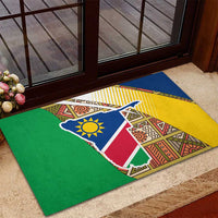 Namibia Map Rubber Doormat National Emblem & Cultural Motif Design