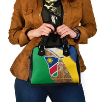 Namibia Map Shoulder Handbag National Emblem & Cultural Motif Design