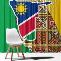 Namibia Map Window Curtain National Emblem & Cultural Motif Design