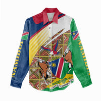 Namibia Map Women Casual Shirt National Emblem & Cultural Motif Design