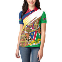 Namibia Map Women Polo Shirt National Emblem & Cultural Motif Design