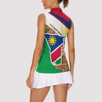 Namibia Map Women Sleeveless Polo Shirt National Emblem & Cultural Motif Design