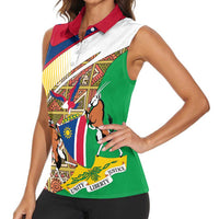 Namibia Map Women Sleeveless Polo Shirt National Emblem & Cultural Motif Design
