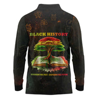 Black History Tree of Knowledge Long Sleeve Polo Shirt Pan-African Afrocentric Drip Art Illustration