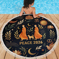 Peace 2026 Spiritual Harmony Beach Blanket Bohemian Celestial Mandala Illustration