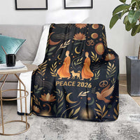 Peace 2026 Spiritual Harmony Blanket Bohemian Celestial Mandala Illustration