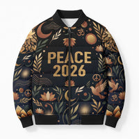 Peace 2026 Spiritual Harmony Bomber Puffer Jacket Bohemian Celestial Mandala Illustration