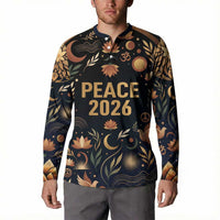 Peace 2026 Spiritual Harmony Button Sweatshirt Bohemian Celestial Mandala Illustration