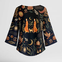 Peace 2026 Spiritual Harmony Kimono Sleeve Blouse Bohemian Celestial Mandala Illustration