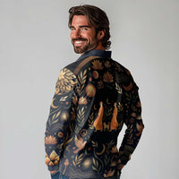 Peace 2026 Spiritual Harmony Long Sleeve Polo Shirt Bohemian Celestial Mandala Illustration